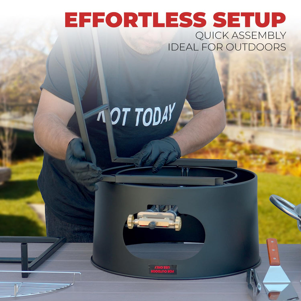 Barton detachable stand folded for transport and quick setup benefit