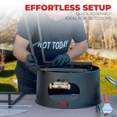 Barton detachable stand folded for transport and quick setup benefit