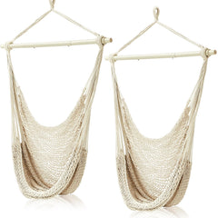 Barydat front view of both hammock chairs showing package contents and cozy seating benefit