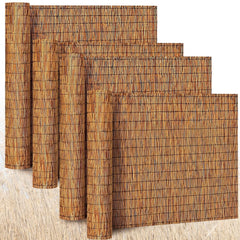 Barydat front view of four reed fence rolls showing compact packaging and convenience