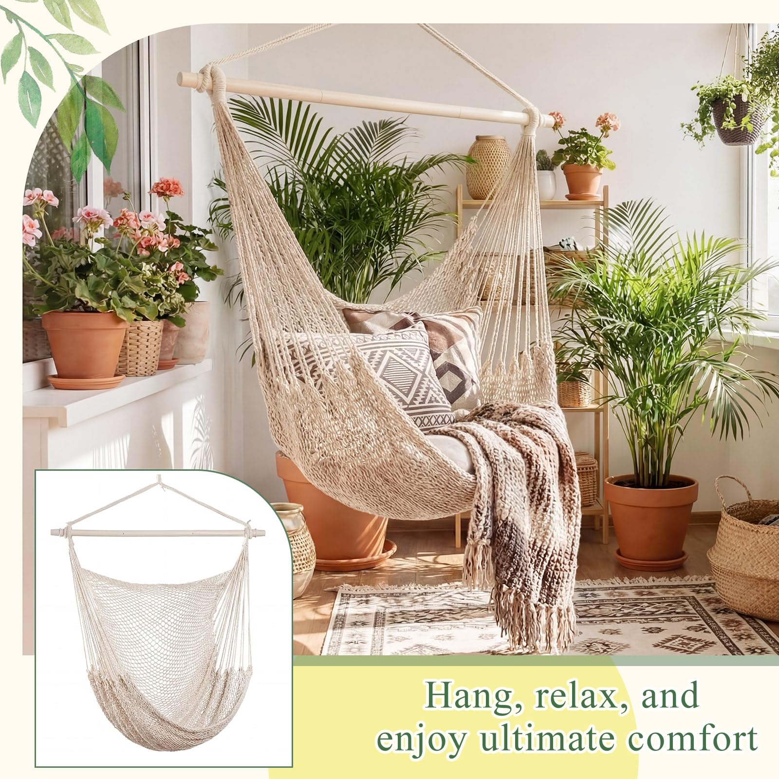 Barydat hammock chair in use on porch demonstrating relaxed seating comfort
