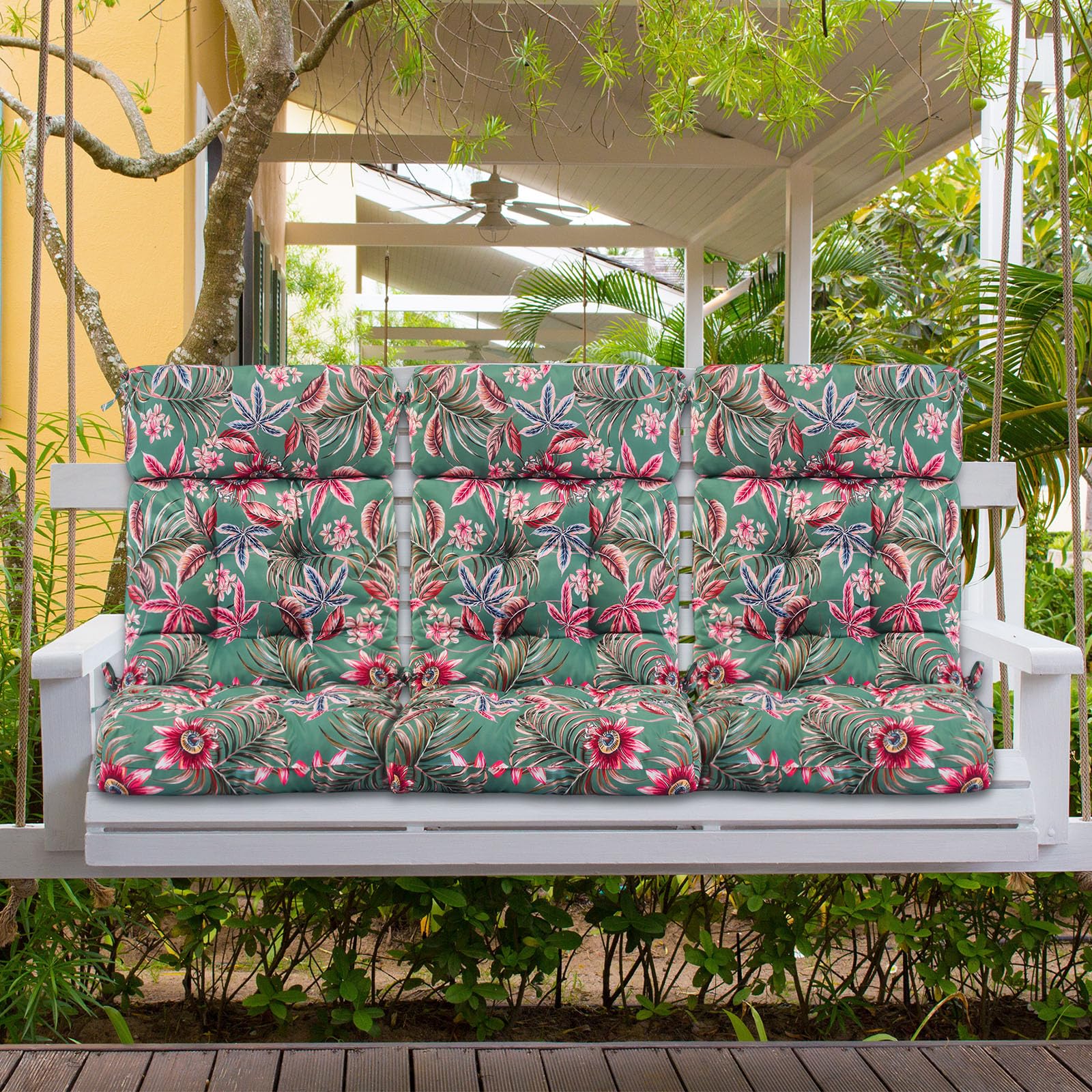 Barydat on Adirondack chair in patio setting adding botanical style and comfort