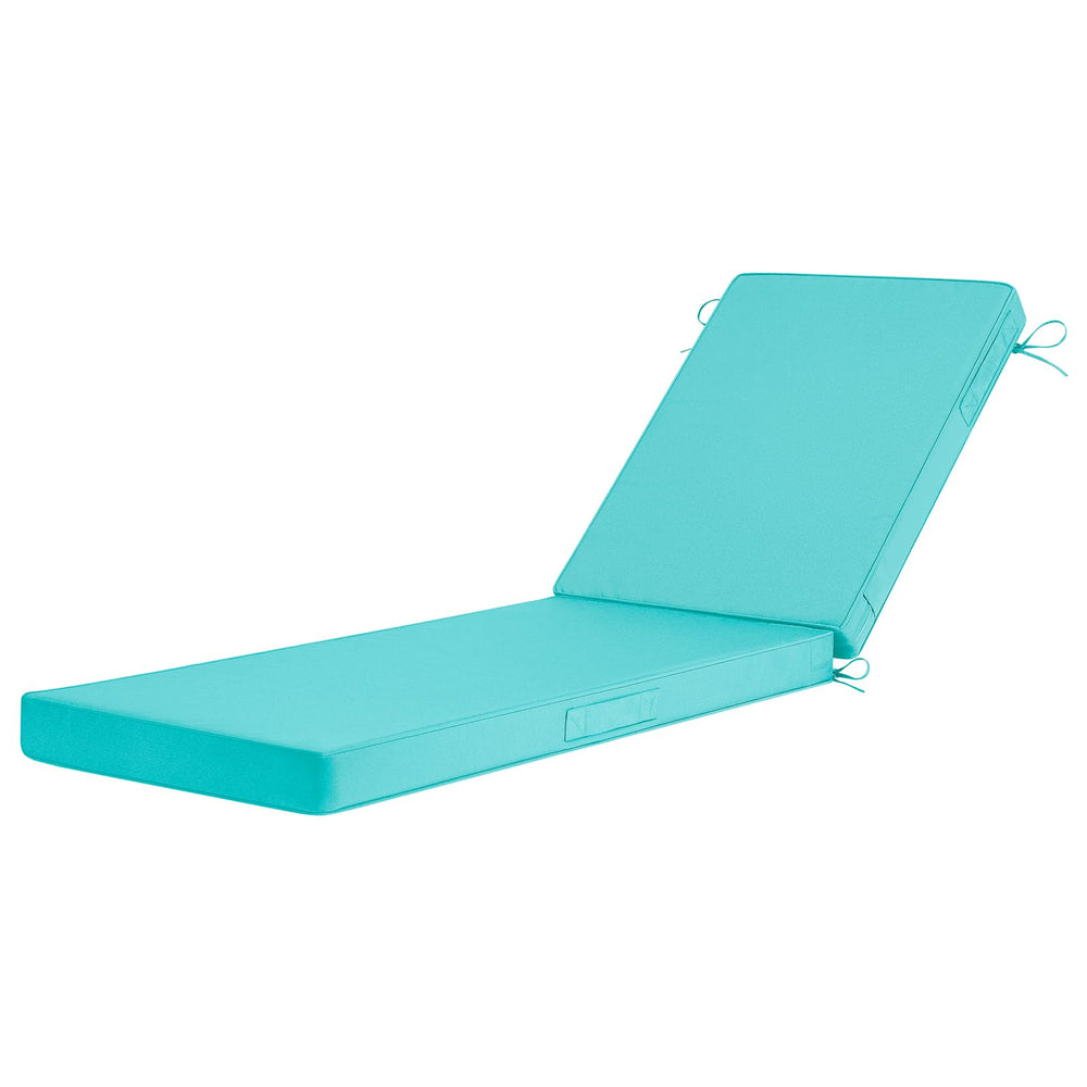 Basic Beyond front view of teal chaise cushions showing full set and fit