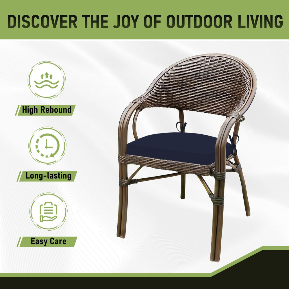 Basic Beyond cushion placed on patio chair illustrating improved comfort and stable seating