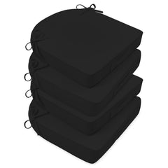 Basic Beyond front view of four black cushions showing sleek packaging and benefit of coordinated set