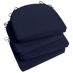 Basic Beyond front view of four navy cushions showing compact durable design and neat corners