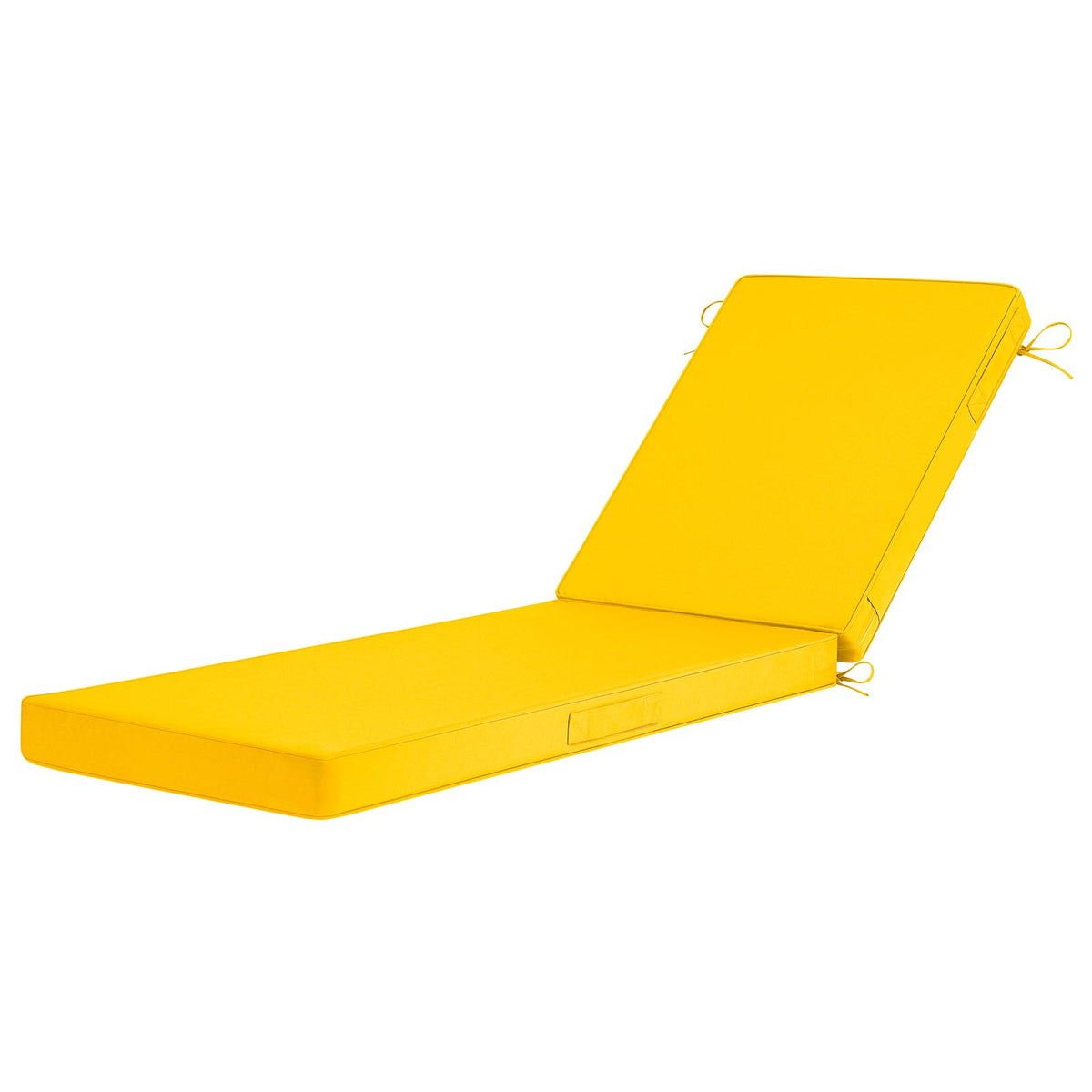 Basic Beyond front view of two-piece yellow chaise cushion set showing fit and comfort