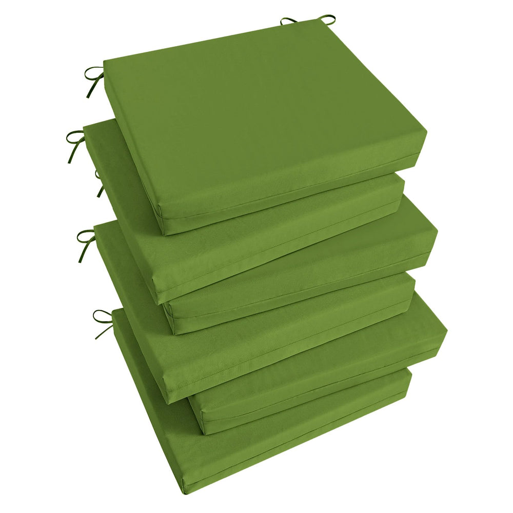 basic beyond front view showing six grass green cushions for comfortable outdoor seating