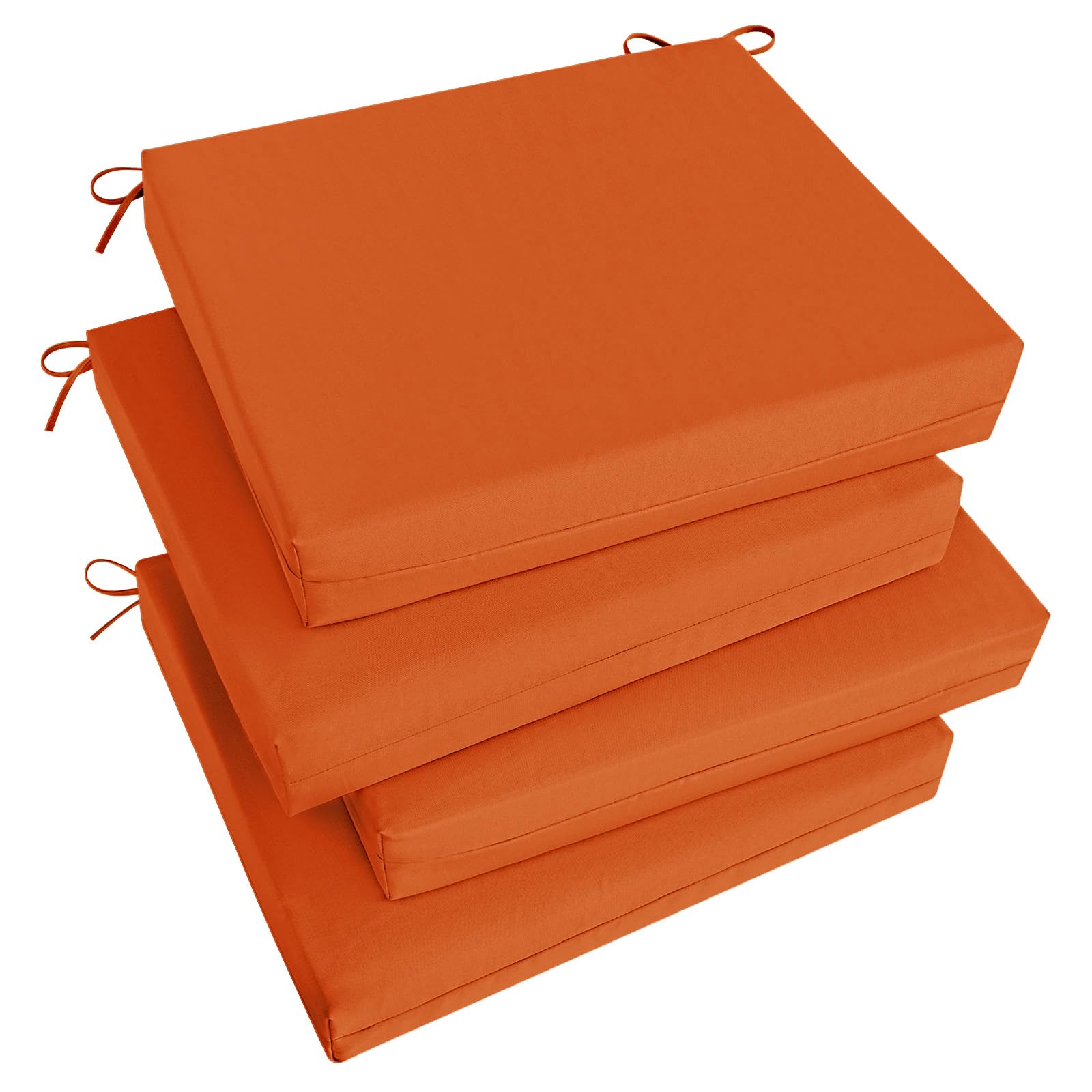Basic Beyond front view orange cushions showing neat square corners and bright color for instant patio refresh