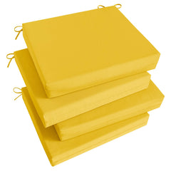 Basic Beyond front view of four yellow cushions showing neat edges and bright color benefit