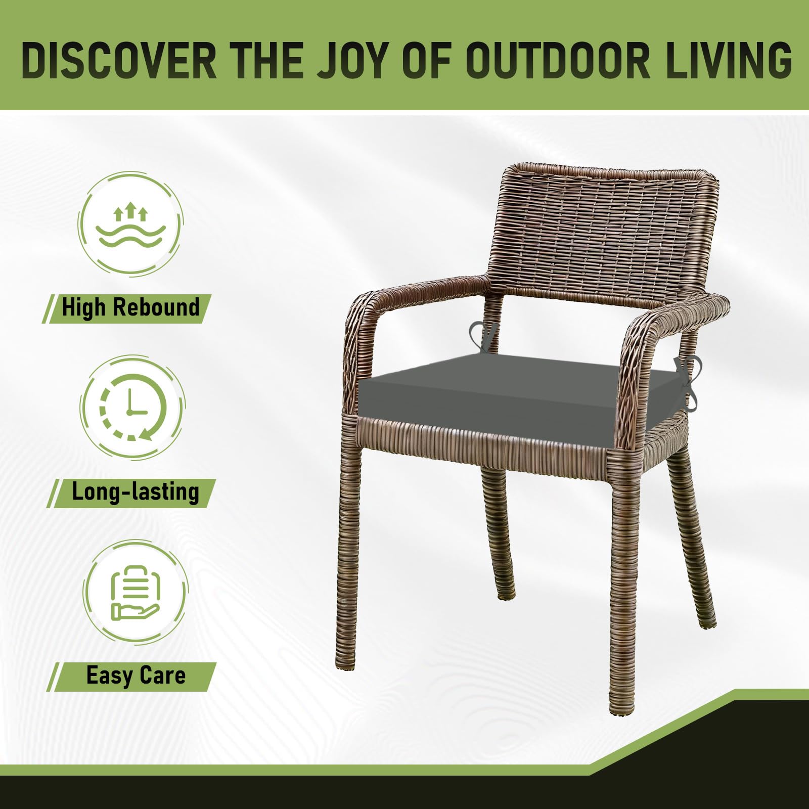 Basic Beyond cushions in use on patio dining set enhancing outdoor comfort