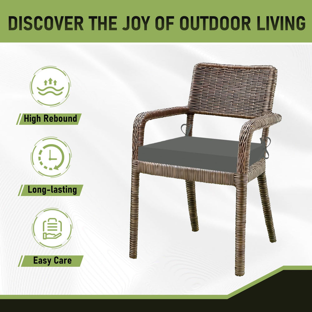Basic Beyond cushions in use on patio dining set enhancing outdoor comfort