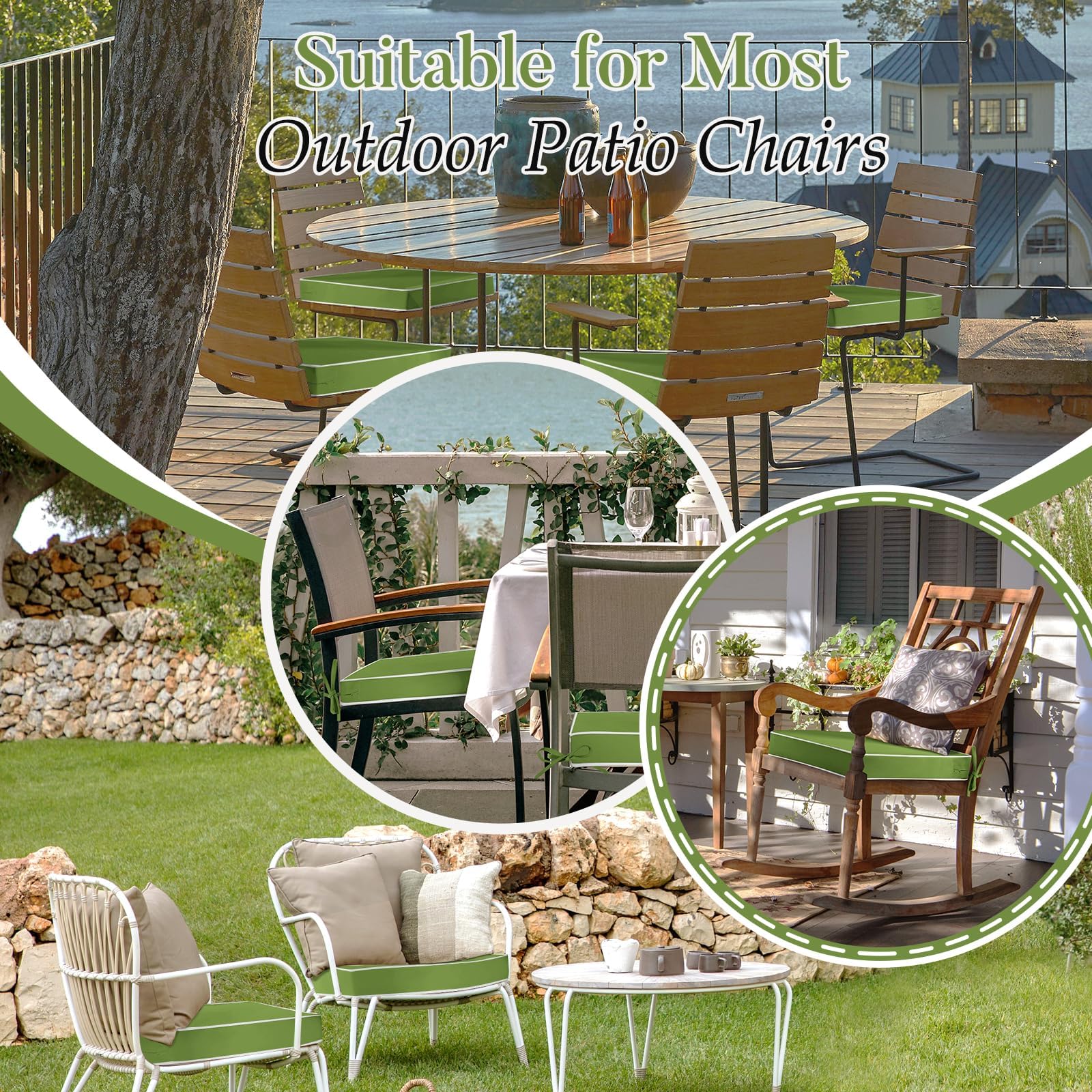 Basic Beyond set of four cushions styled on a deck to show outdoor use