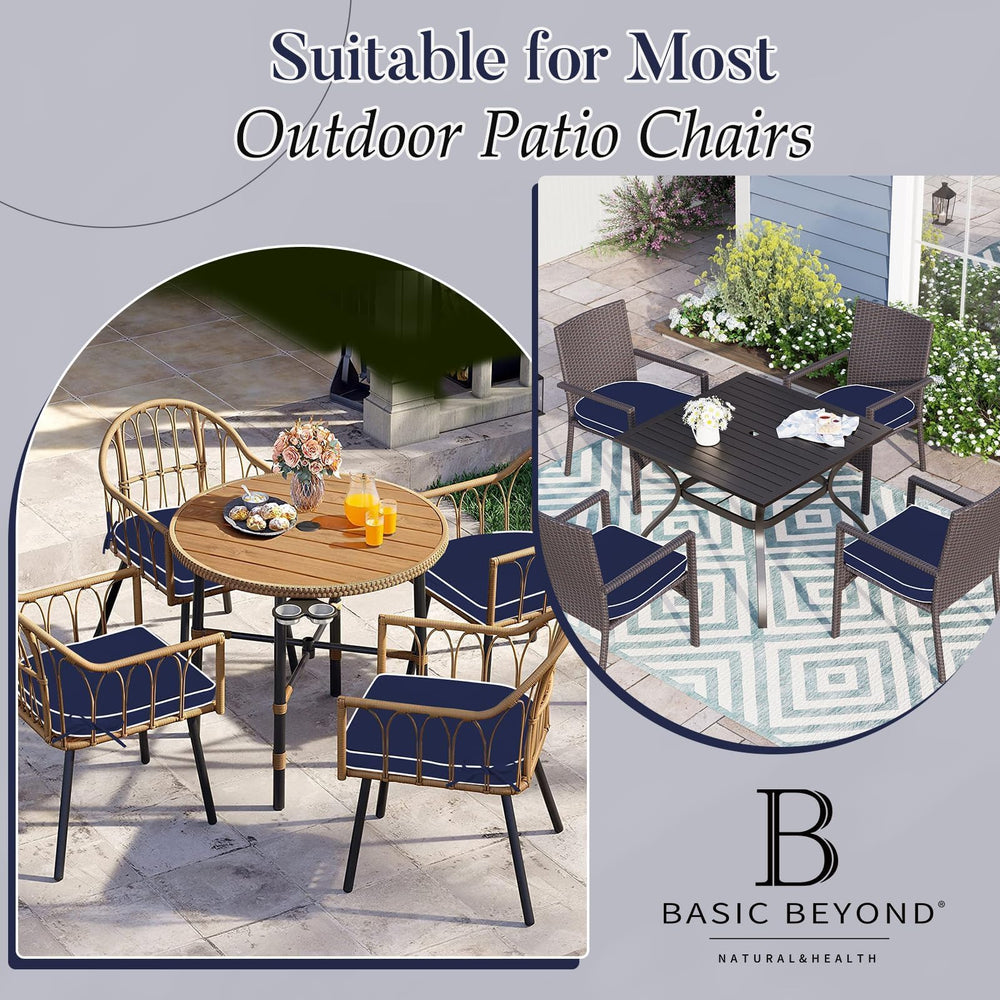 Basic Beyond lifestyle scene on patio dining set, enhances outdoor gatherings comfort
