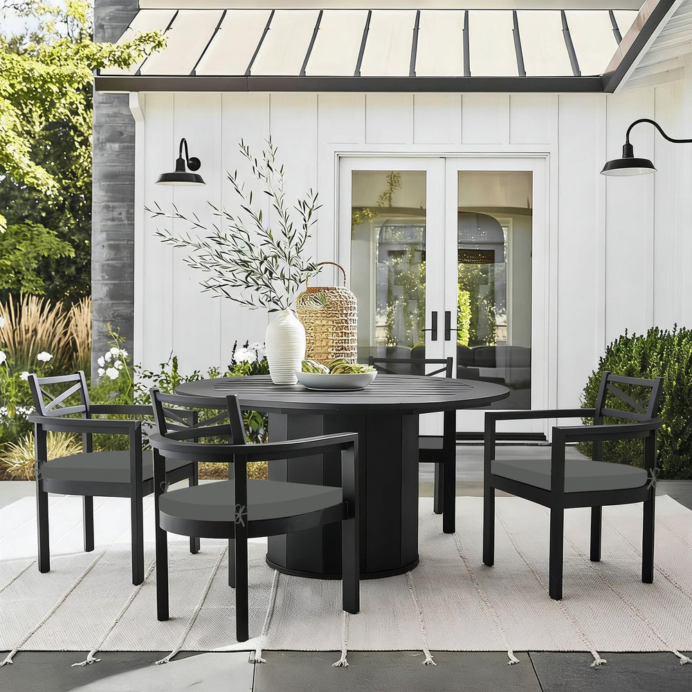 Basic Beyond cushions styled on a patio set showing coordinated look and comfort benefit