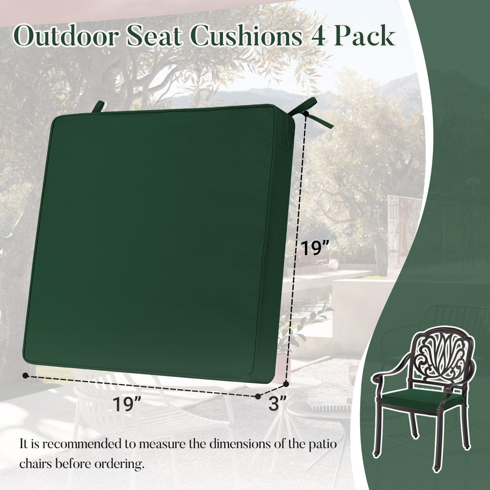 Basic Beyond set of cushions on patio chairs showing improved outdoor seating
