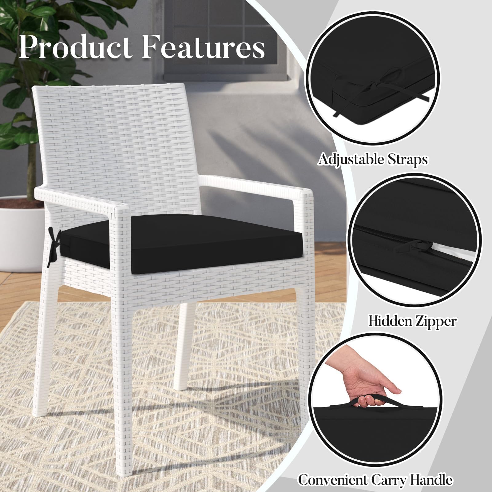 Basic Beyond cushion on a patio dining chair illustrating improved seating comfort