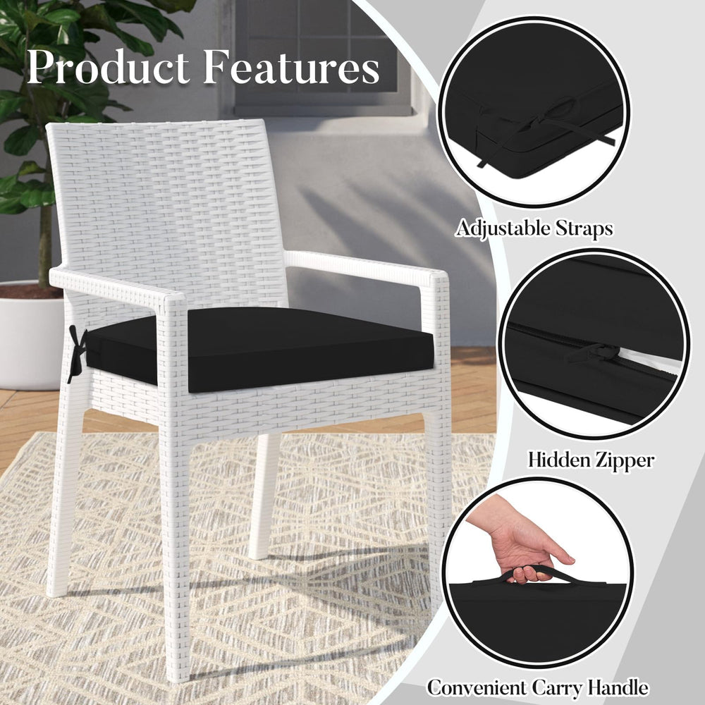 Basic Beyond cushion on a patio dining chair illustrating improved seating comfort