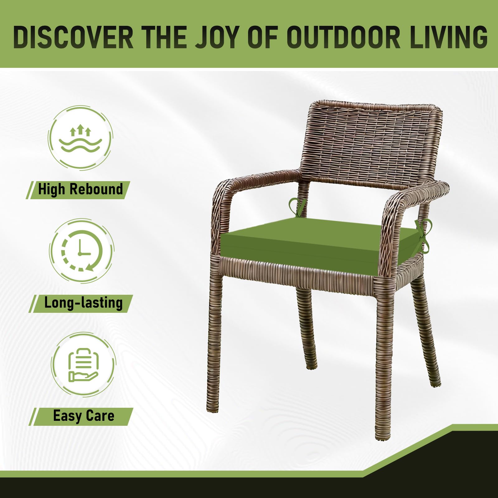 basic beyond cushions placed on a patio dining set adding color and comfort outdoors