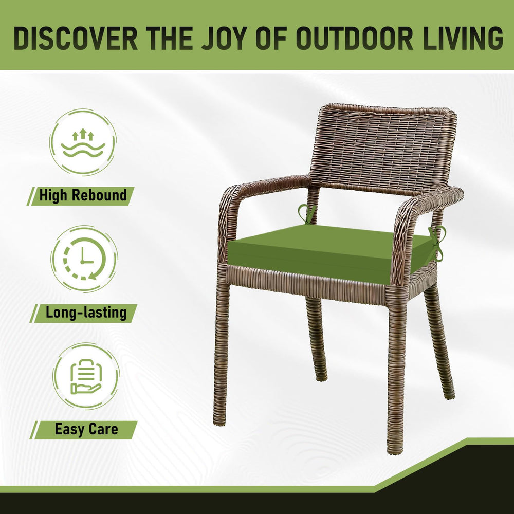 basic beyond cushions placed on a patio dining set adding color and comfort outdoors