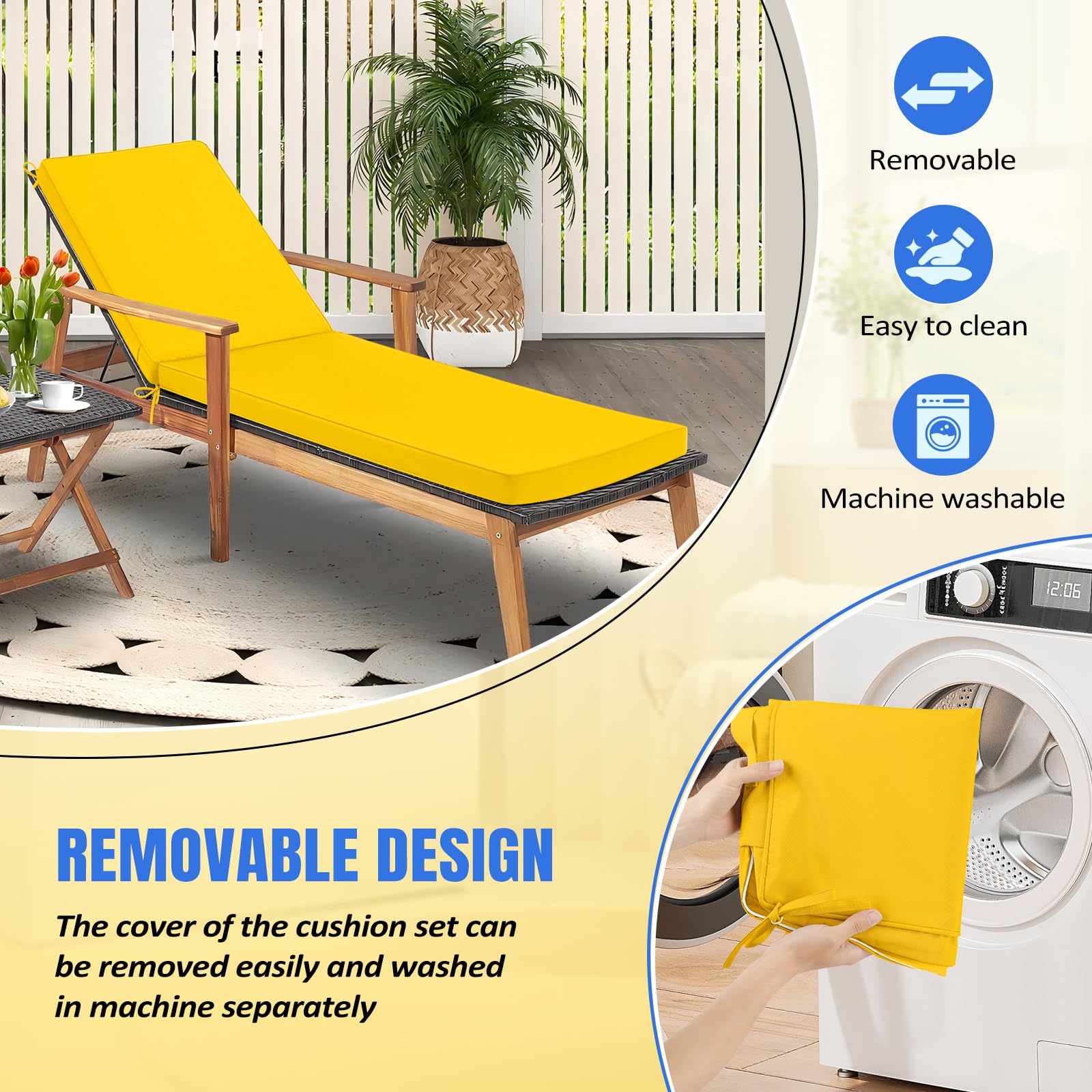 Basic Beyond non-slip straps and ties securing cushions to lounge without sliding