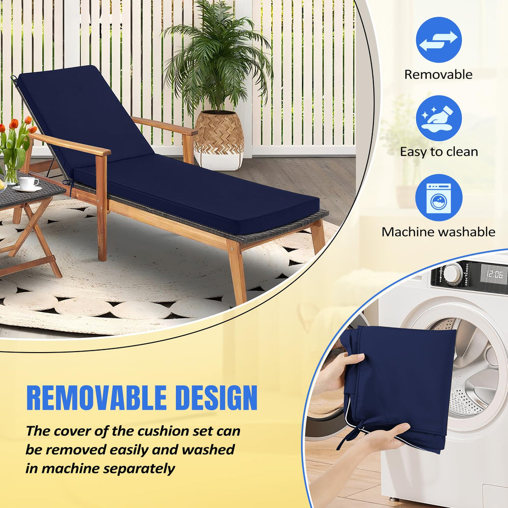 Basic Beyond cushions tied to chaise by pool demonstrating secure non-slip straps