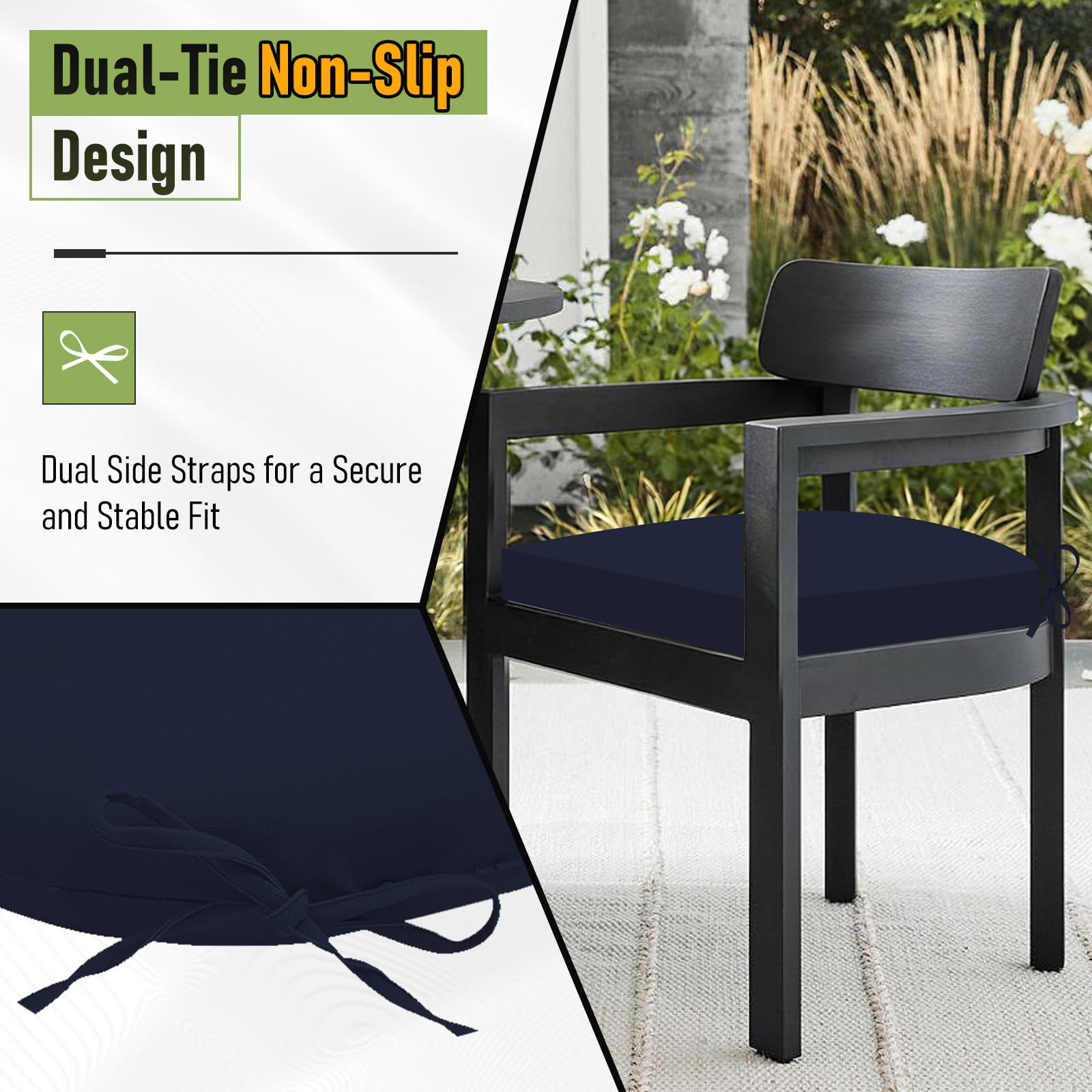 Basic Beyond detailed shot of two stitched ties tied to chair demonstrating secure fit