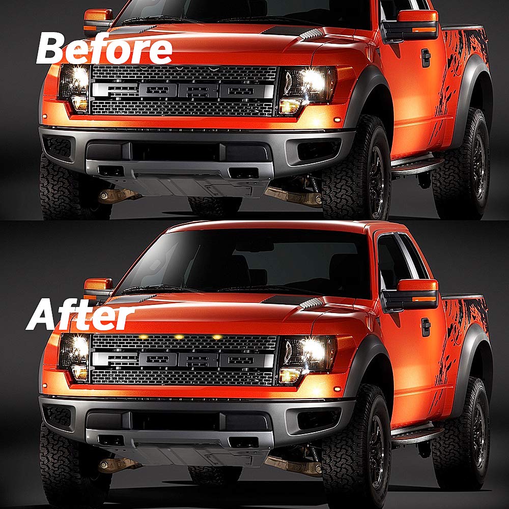 BASIKER grille lights on truck at night showing amber accent and clearer road presence