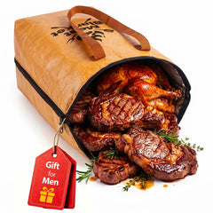 Basinel front view of BBQ blanket showcasing roomy insulated bag and secure zipper, keeps meat warm