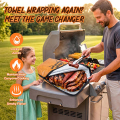 Basinel wide mouth open for easy loading of brisket or turkey, simplifies handling heavy roasts