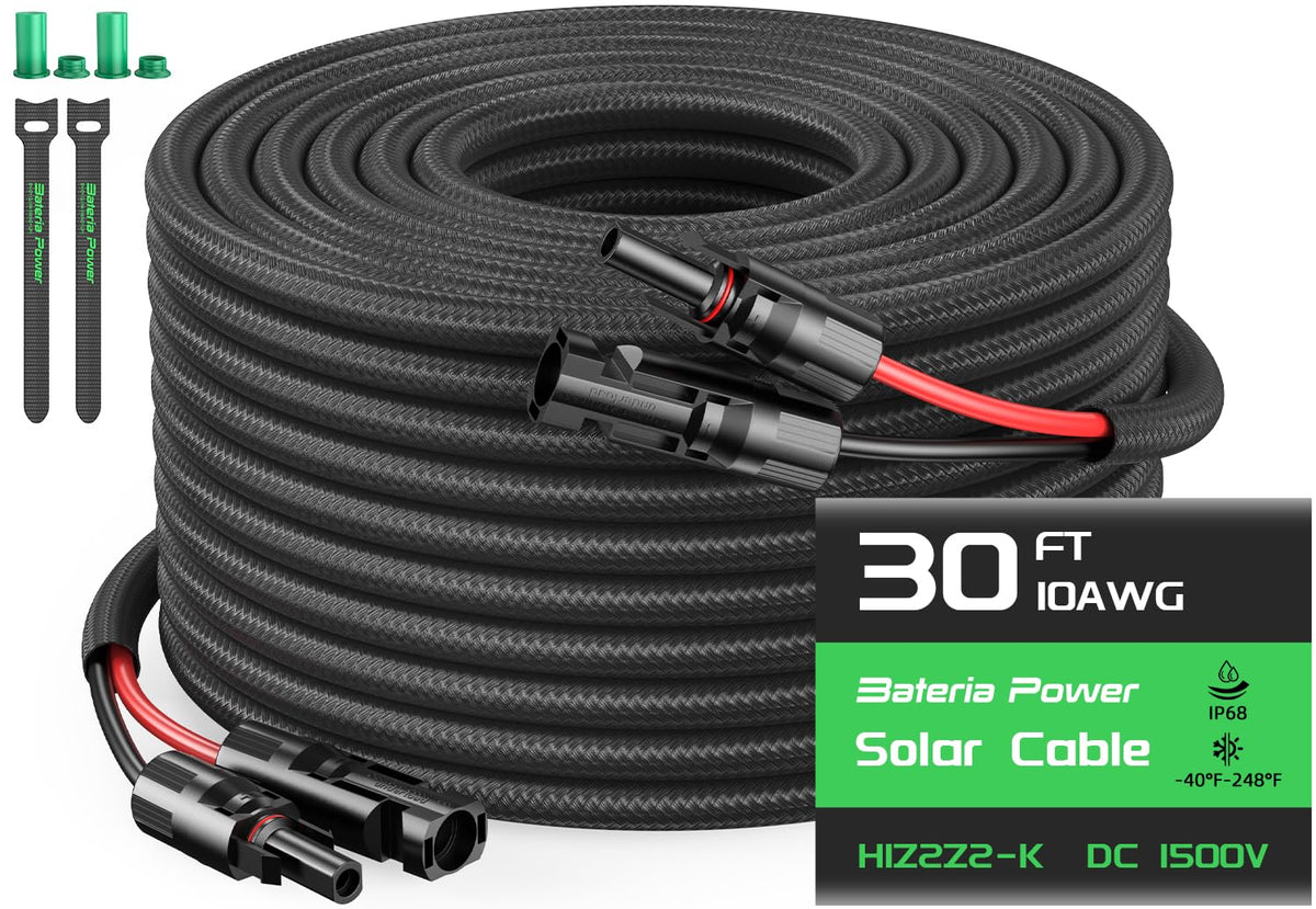 Bateria Power front view of connector and cable showing secure waterproof connection for outdoor safety