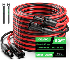 Bateria Power front packaging showing 30FT 10AWG pair and benefits