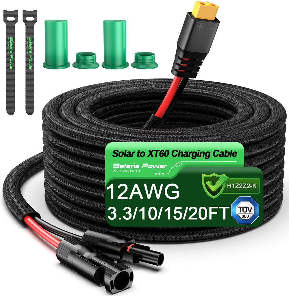 Bateria Power front view of 20ft cable with XT60 plug showing robust construction and safe connection