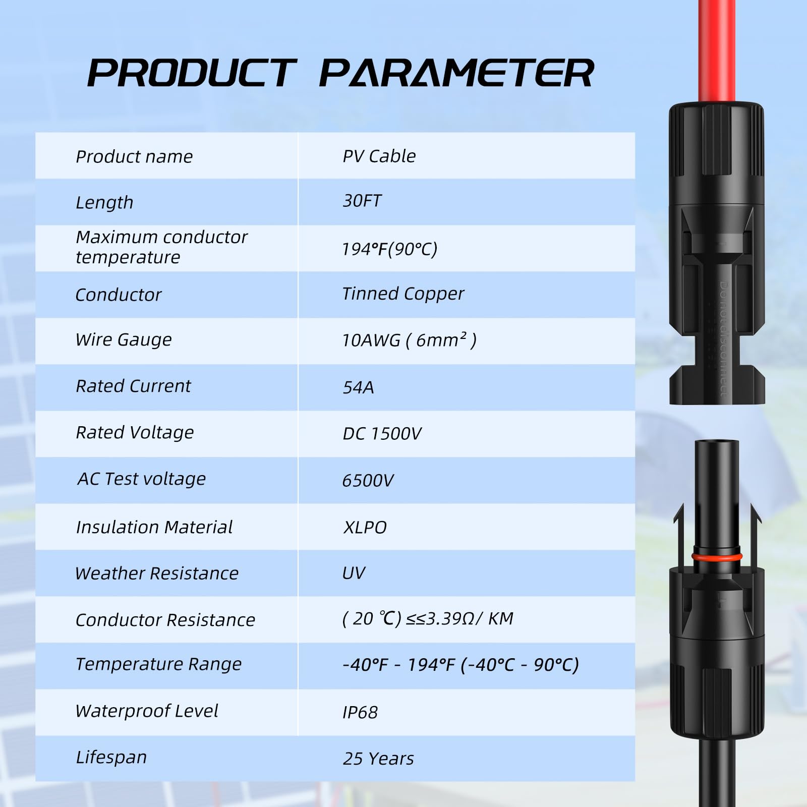 Bateria Power label close-up listing voltage and temperature specifications