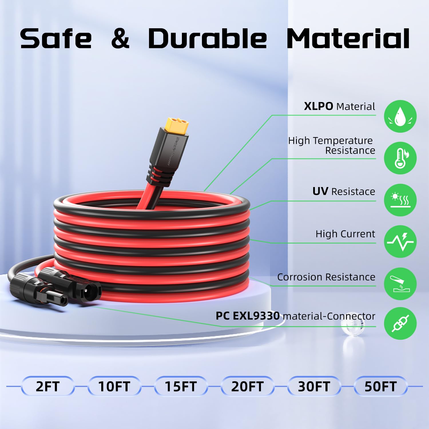 Bateria Power cable size comparison in hand conveying 10AWG thickness and low-voltage-drop benefit