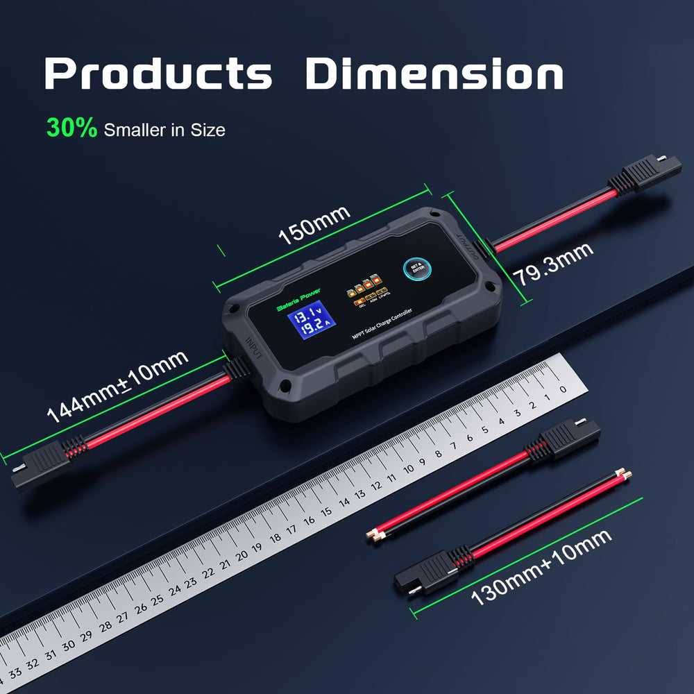 Bateria Power Sunrock 20Pro next to ruler showing compact size for tight spaces