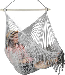 Bathonly front view of MistyMorning gray hammock chair showing full extended comfort