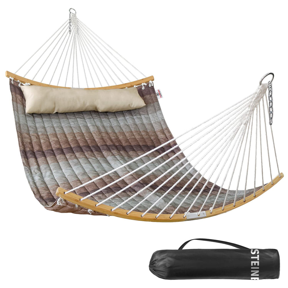 Bathonly front view of quilted hammock showing roomy two-person comfort