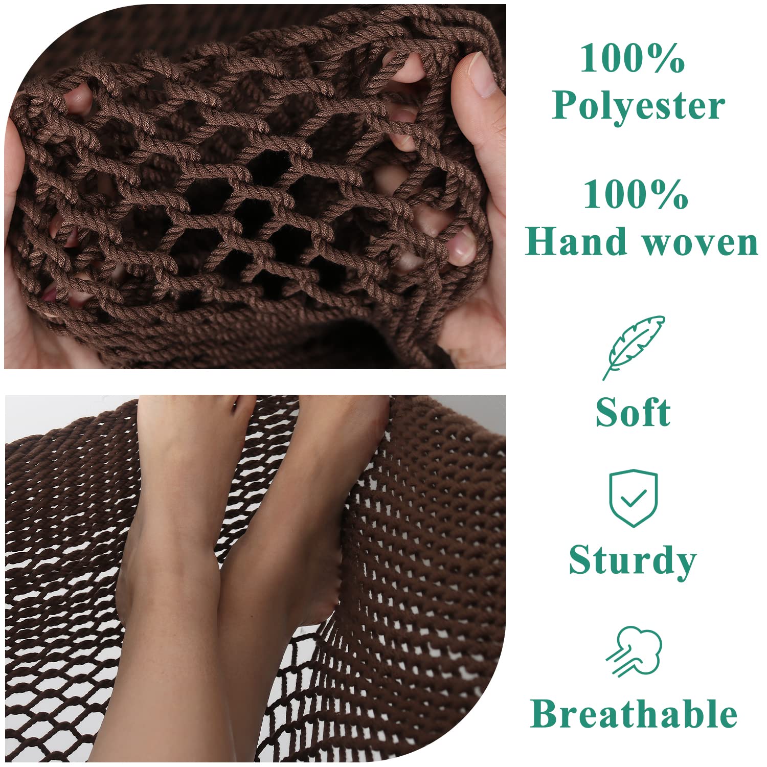 Bathonly hammock seat stretched to full length demonstrating full-body coverage comfort