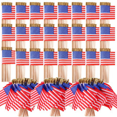 Batiyeer front pack of 500 small American flags showing full bulk set and packaging benefit