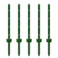 Bavnnro front view of five green steel posts showing pack and benefit of ready supply