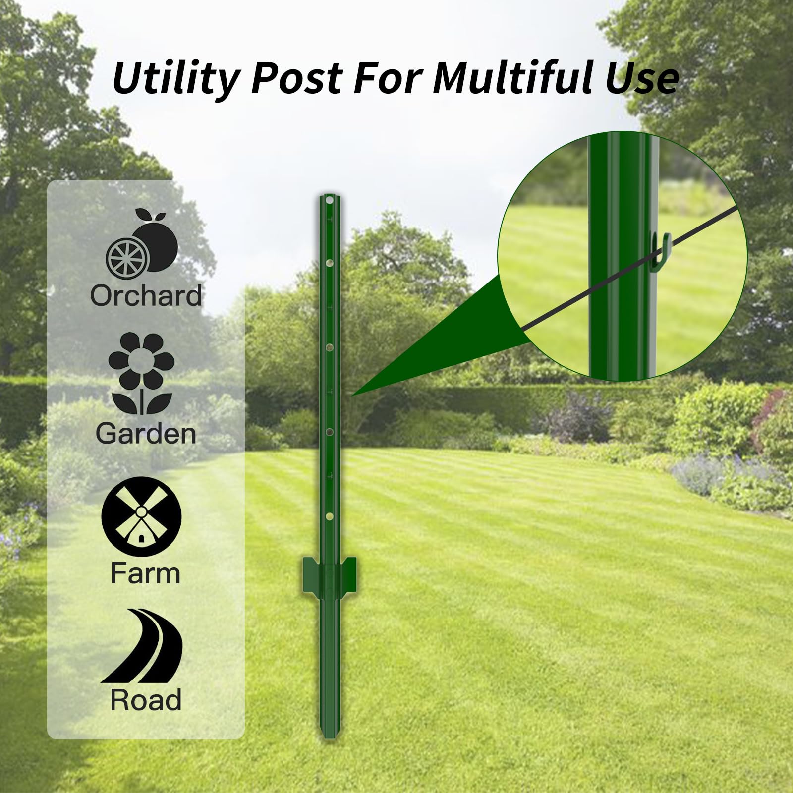 Bavnnro posts installed along garden border blending with plants for discreet support