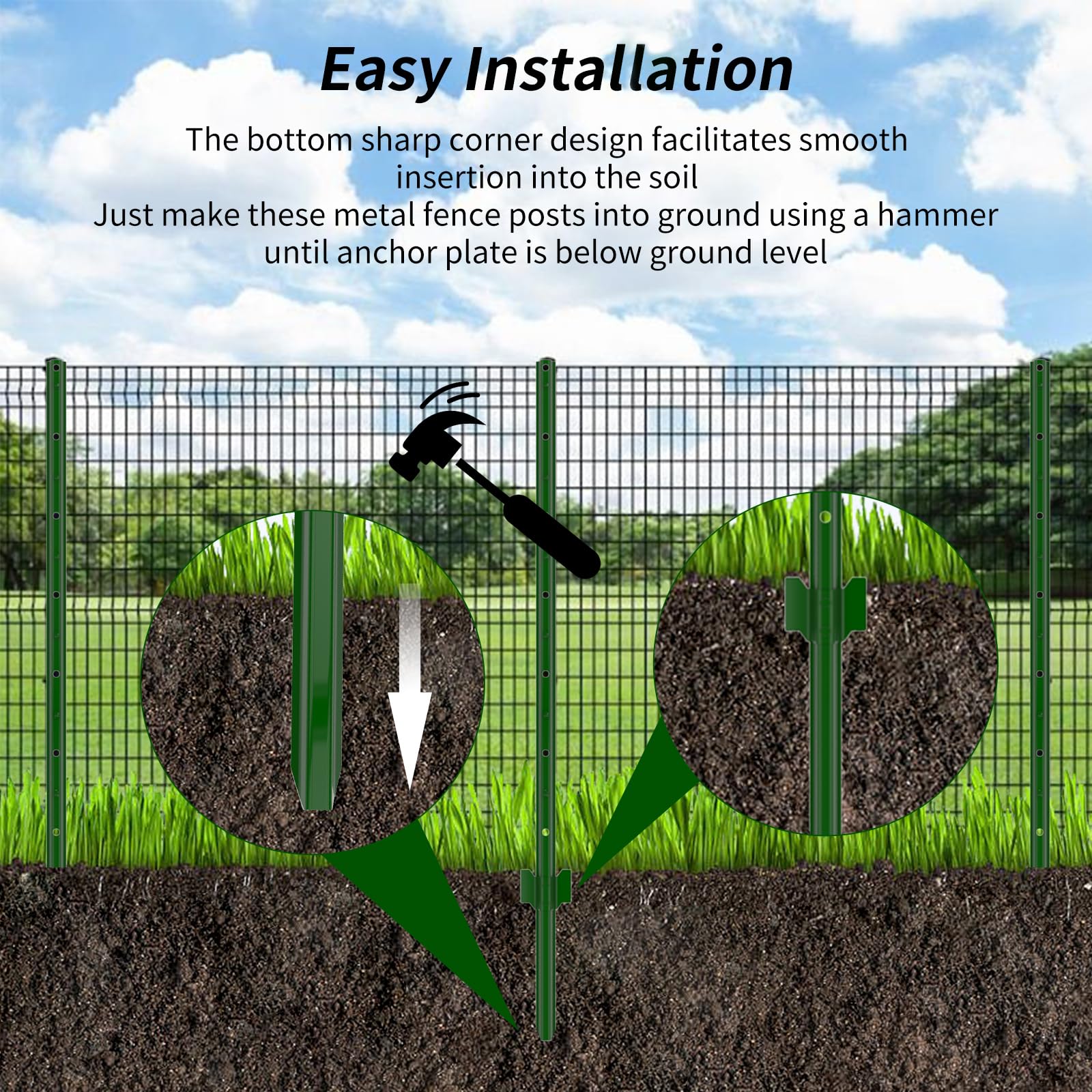 Bavnnro close-up of pointed tip enabling easy no-dig installation benefit