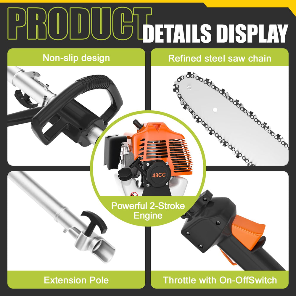 Bavnnro telescoping pole extended to show maximum reach and safer ground trimming