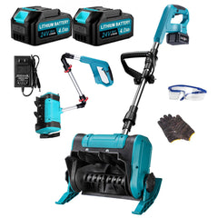 Bavpelp front view showing whole cordless snow shovel and compact form for easy storage