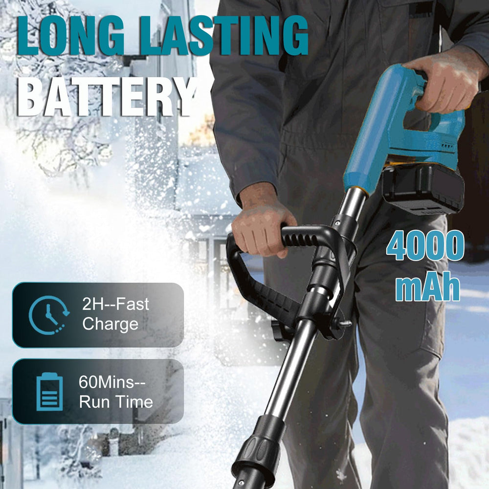 Bavpelp being used on a driveway clearing snow fast for quick sidewalk access