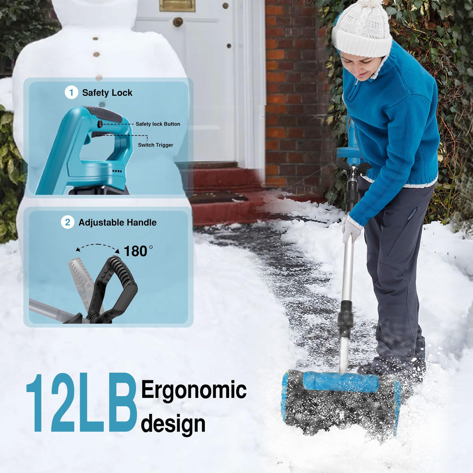 Bavpelp demonstrating 20 ft throw distance moving snow away from cleared area