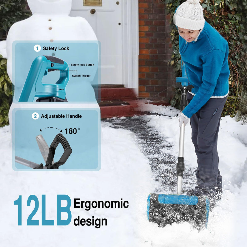 Bavpelp demonstrating 20 ft throw distance moving snow away from cleared area