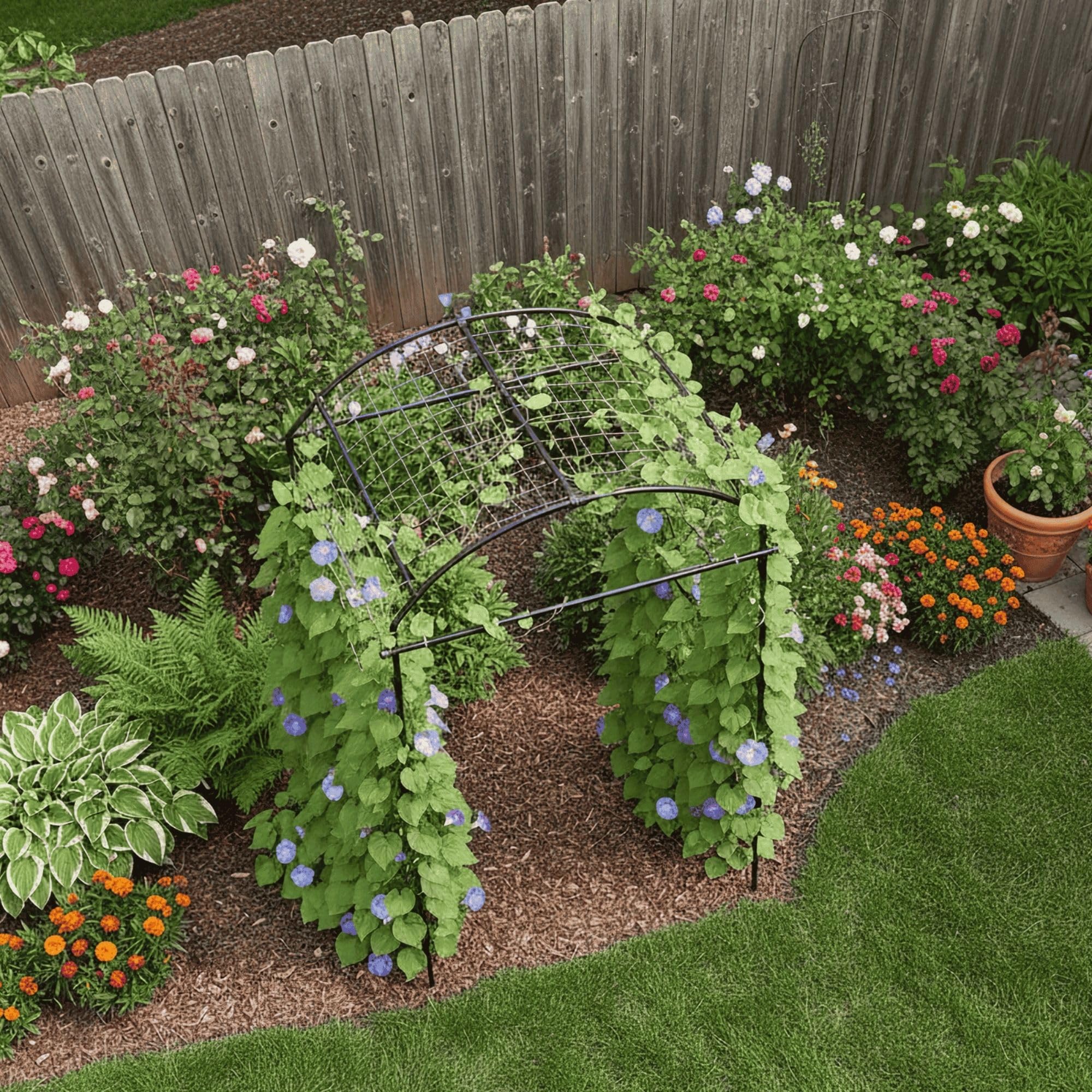BAXAM garden archway in backyard creating a decorative entrance