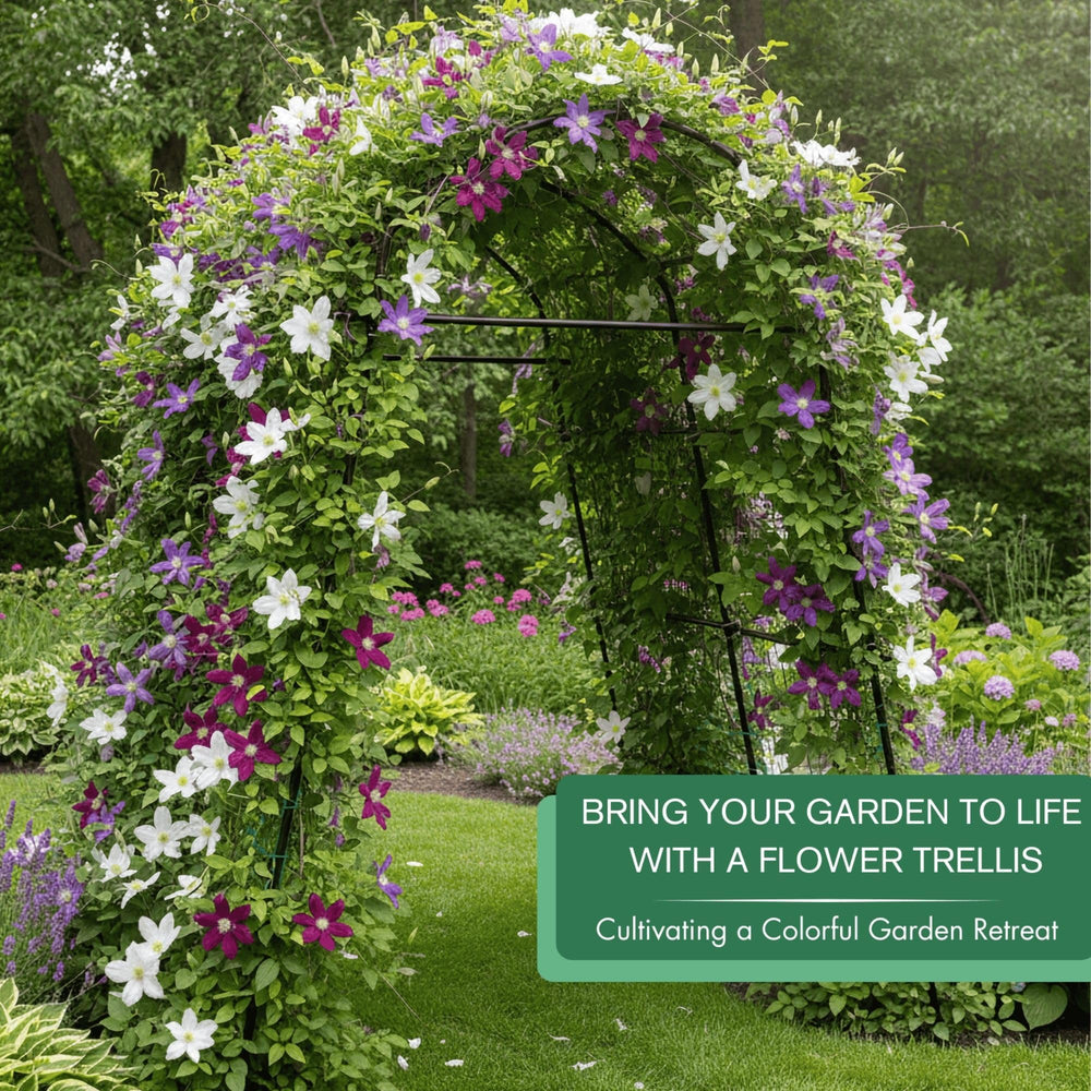 BAXAM arch next to person and raised bed showing 7ft height scale and reach
